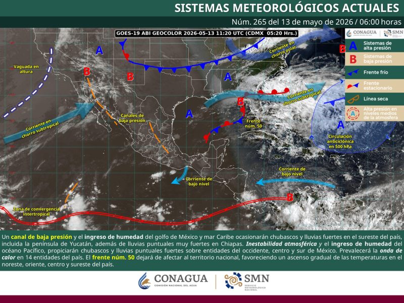 Onda de calor y lluvias intensas impactan a Oaxaca y el sur del país; se prevén riesgos por viento y oleaje
