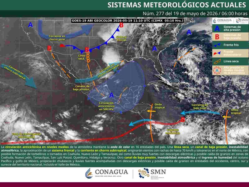 Prevén lluvias fuertes, tormentas eléctricas y vientos en gran parte de Oaxaca