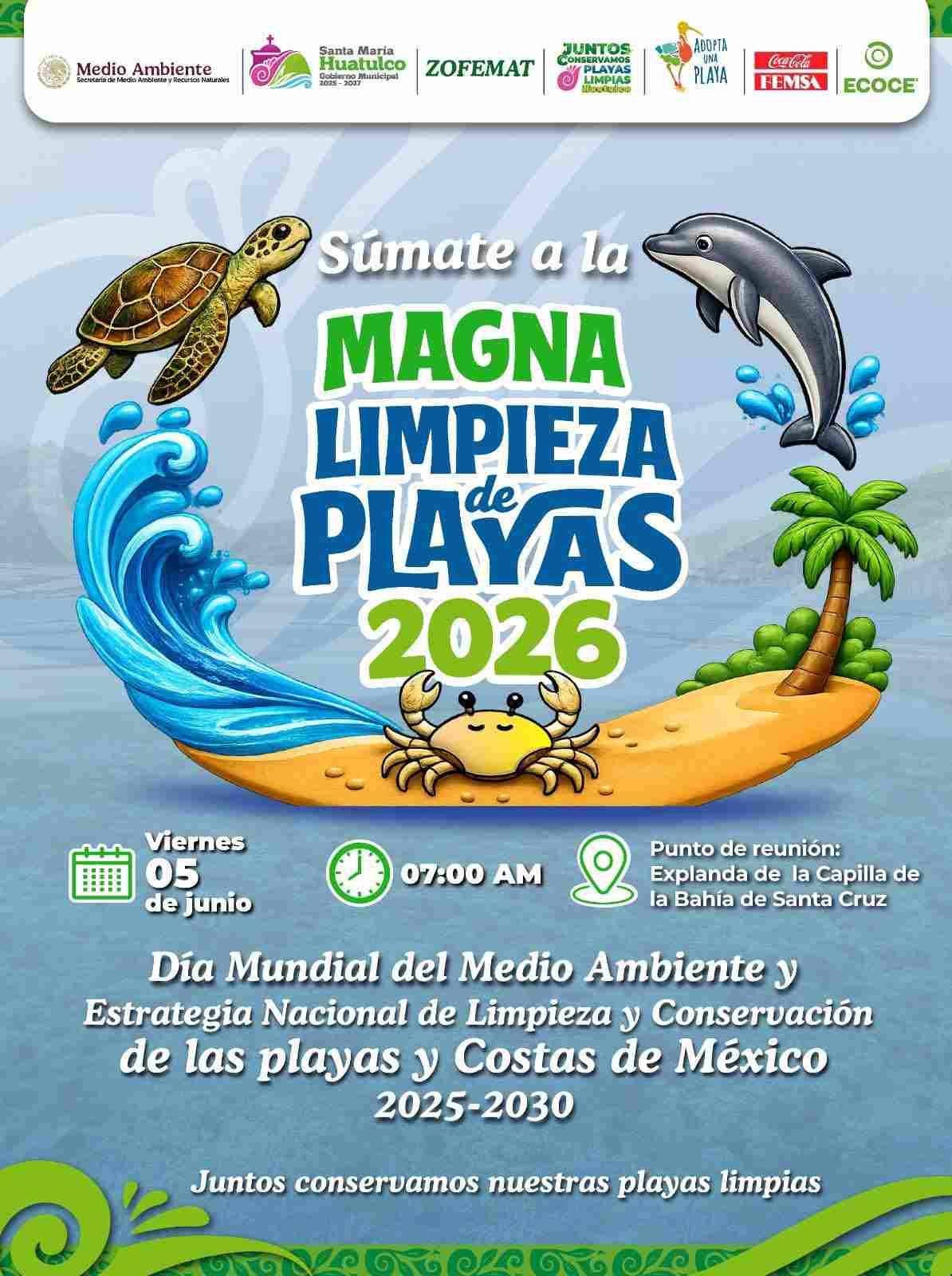 Convocan a Magna Limpieza de Playas 2026 en Huatulco
