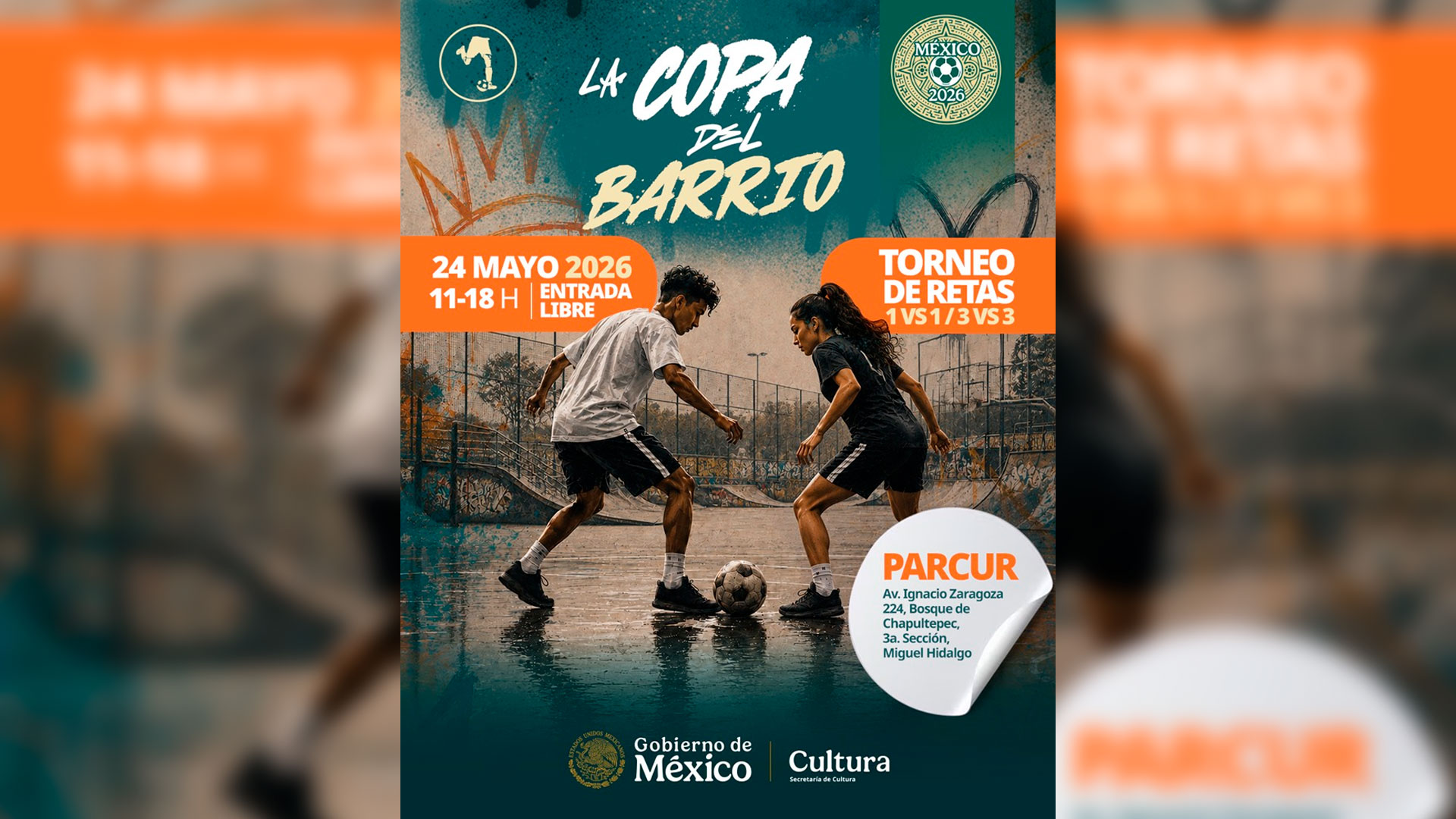 PARCUR reunirá fútbol callejero y cultura urbana con la Copa del Barrio 2026