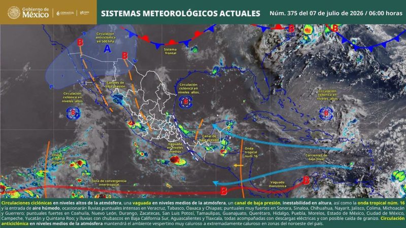 Lluvias, calor y mar de fondo prevalecerán en Oaxaca; alertan por tormentas en zonas montañosas