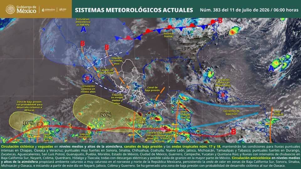 Oaxaca mantendrá lluvias, tormentas y oleaje elevado