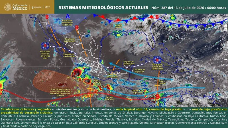 Onda tropical 18 provocará lluvias y tormentas este lunes en gran parte de Oaxaca