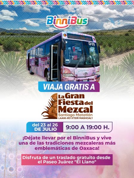BinniBus ofrecerá transporte gratuito a la Gran Fiesta del Mezcal en Santiago Matatlán