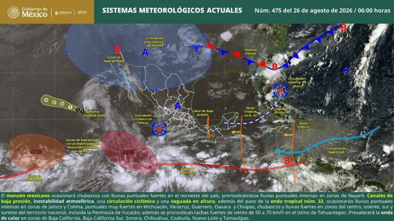 Prevén lluvias aisladas, calor y oleaje elevado en Oaxaca