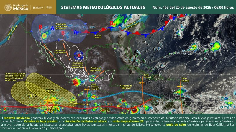 Prevén lluvias y tormentas aisladas en Oaxaca; continuará el calor