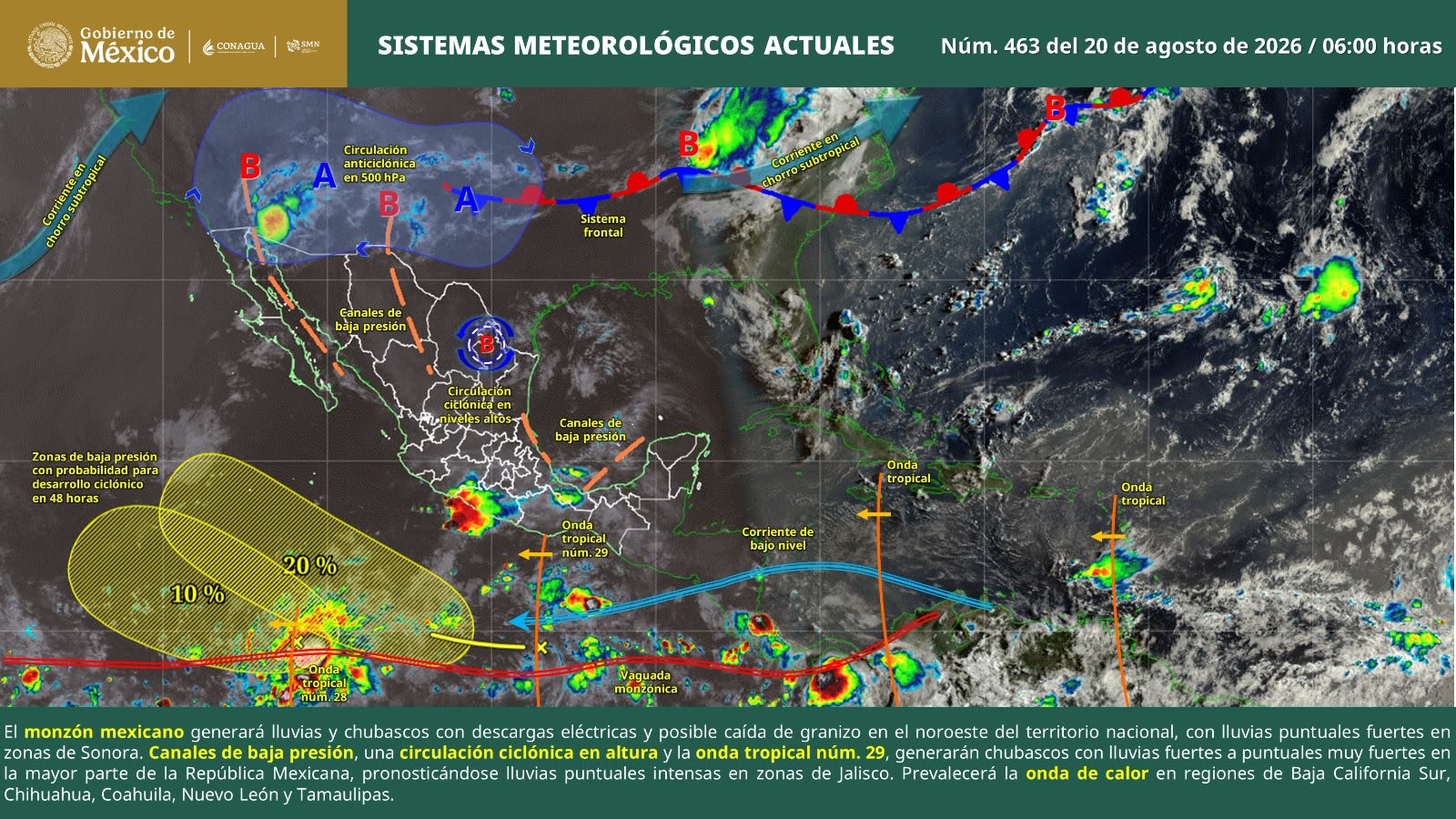 Prevén lluvias y tormentas aisladas en Oaxaca; continuará el calor