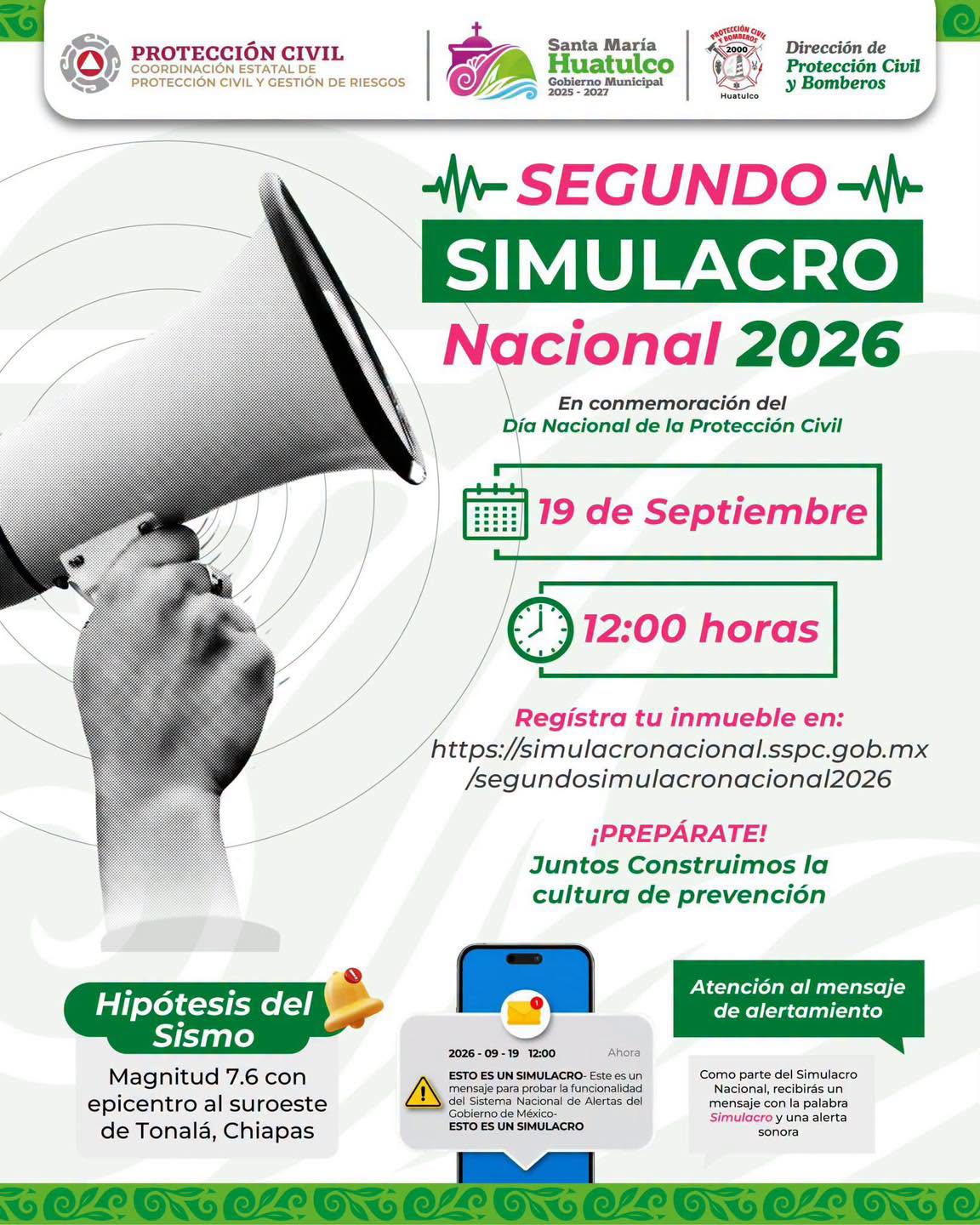 Huatulco participará en el Segundo Simulacro Nacional 2026