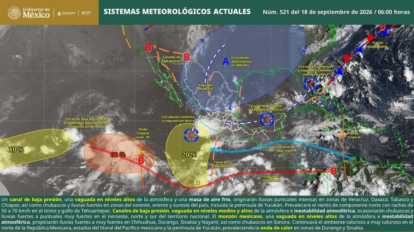 Prevén lluvias fuertes, tormentas y vientos en Oaxaca